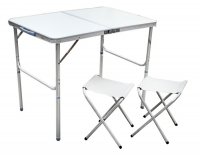 Набор стол складной с 2 стульями белый 90x60x70см 10078