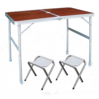 Набор стол складной с 2 стульями, цвет дерево 90x60x70см 10079