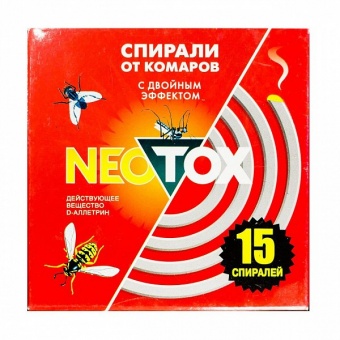 Спирали от комаров НЕОТОКС с двойным эффектом, красные  (15шт) 24982