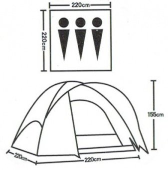 Палатка 3-х местная туристическая LanYu 1705 220х220х155см 10561