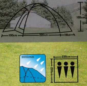 Палатка 3-х местная с 2 входами LanYu 1703 420х220х155см 10576