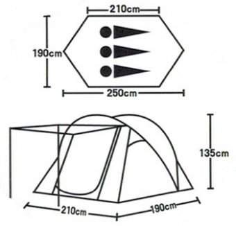 Палатка 3-х местная туристическая LanYu 1709 250х190х135см 10495