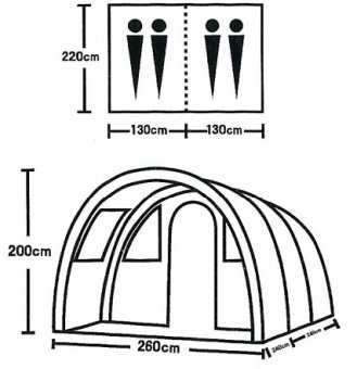 Палатка 4-х местная LanYu 1801 260x220x200см 10304