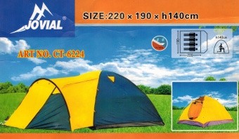 Палатка 4-х местная с тамбуром Jovial СТ-6224, цвет микс 24709